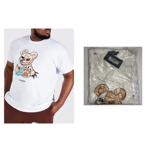 Plus evil teddy print T-shirt - Picture 1 of 6